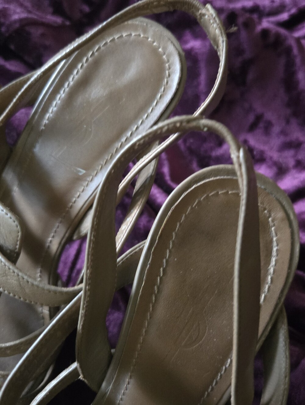 YSL Hamptons Tribute Strappy Platform Heeled Sandal 37.5 Taupe - Picture 3 of 8